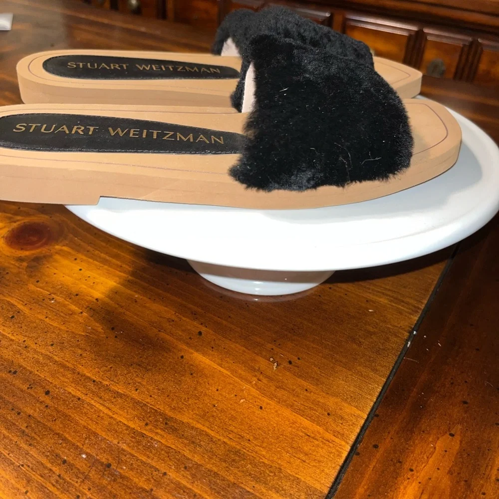 Stuart Weitzman Cammy Faux Fur Slides - Picture 4 of 4